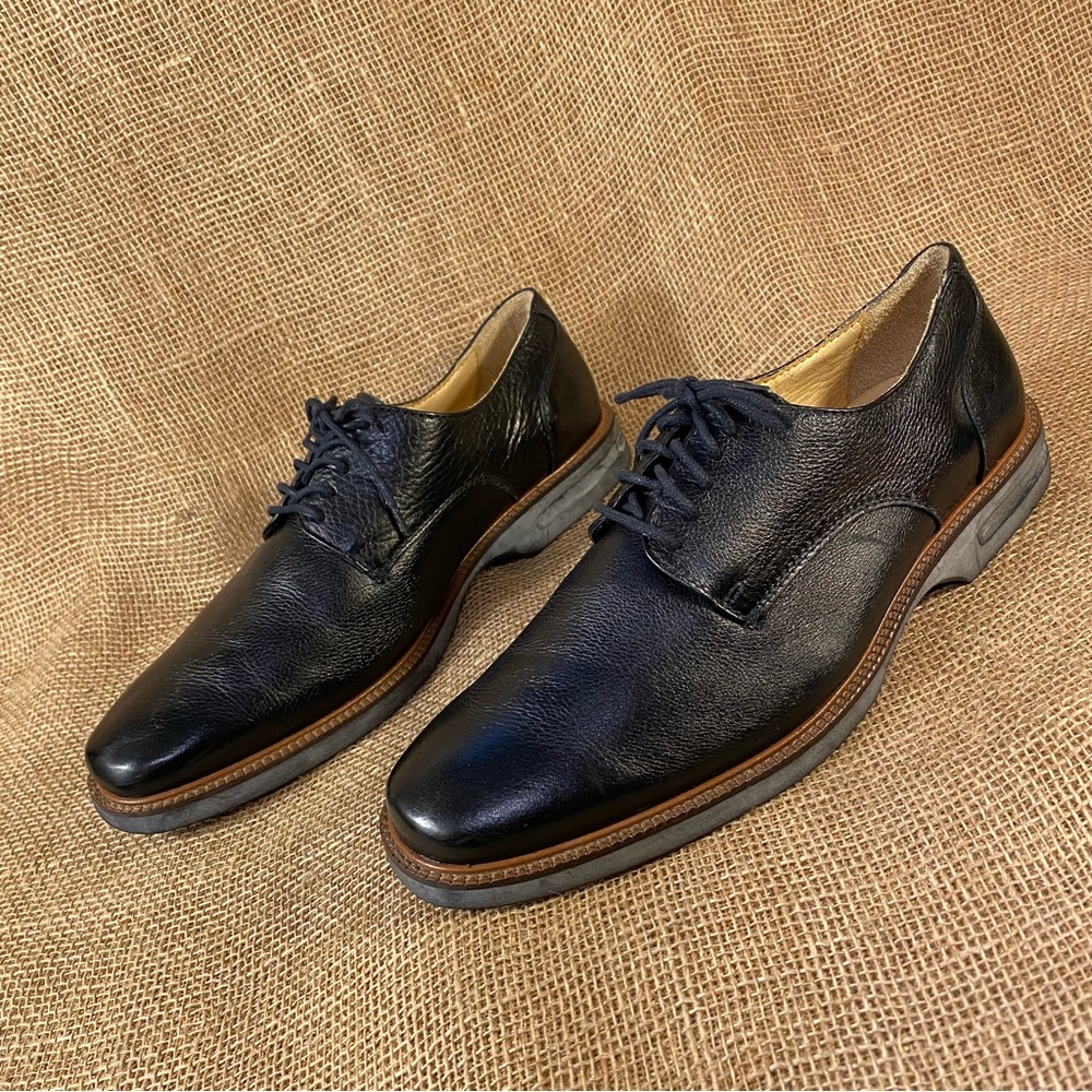 Oxford Lace Up Black Leather Belvedere Dress Black Handmade Shoes Men 10.5 D